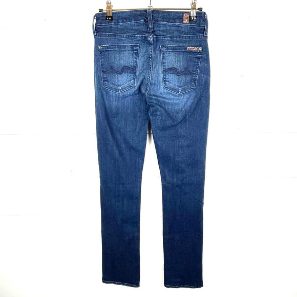 7 For All Mankind Jeans Women 25 x 33 Low Rise Kimmie Straight Leg Medium Wash - Picture 4 of 9